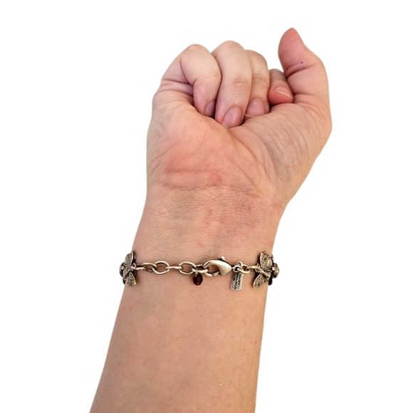 La Contessa by Mary DeMarco Dragonfly & Flower Rhinestone Vintage Bracelet - Picture 9 of 12